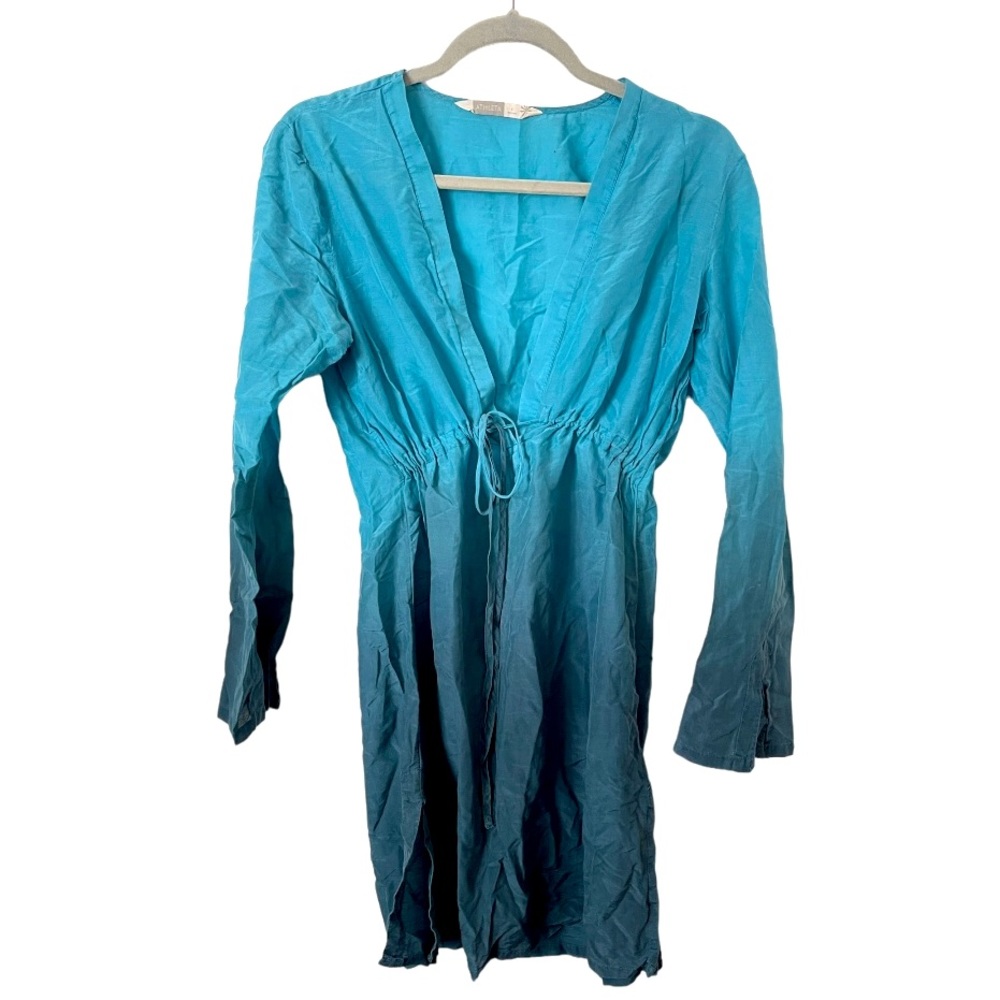 Athleta Blue Ombre Bell Sleeve Deep V Neck Swim Coverup‎ S